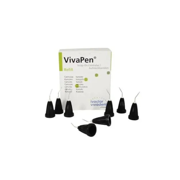 Ivoclar VivaPen Snap-On Cannulas refill box with black cannulas