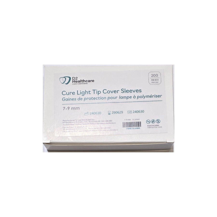 D2 Healthcare curing light tip cover sleeves, box of 200