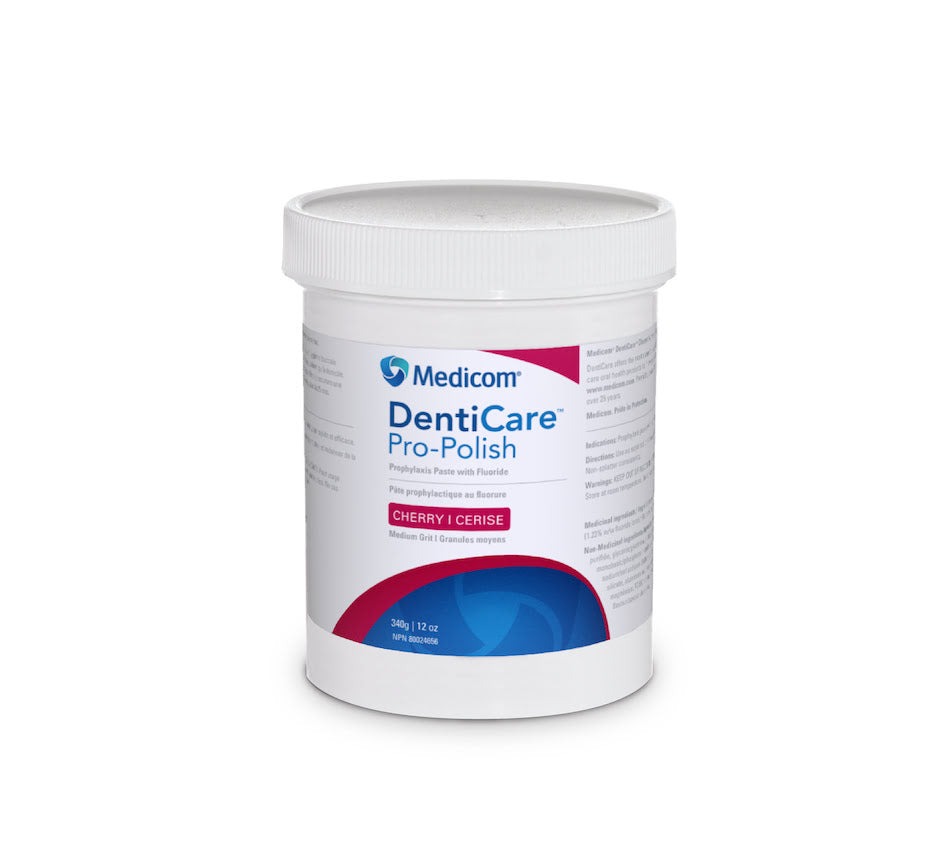 DentiCare Pro-Polish prophy paste 340 g (12 oz) jar (cherry label shown, mint also available)