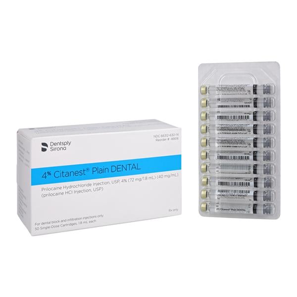 Citanest Plain Dental carton with a blister of 4% prilocaine cartridges