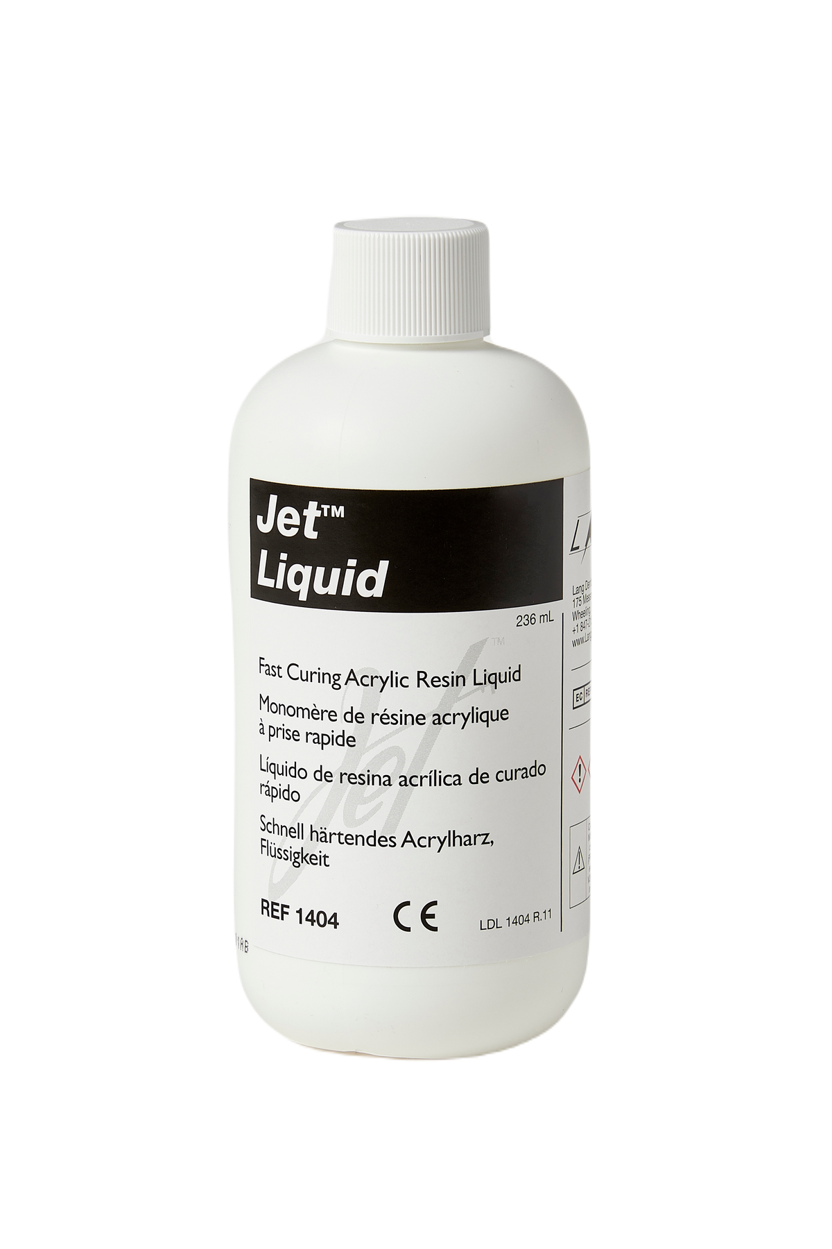 Lang Jet Liquid fast-curing acrylic resin liquid bottle (236 mL bottle shown)