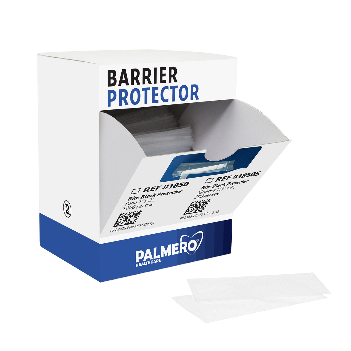 Palmero bite block protectors box open with protectors shown