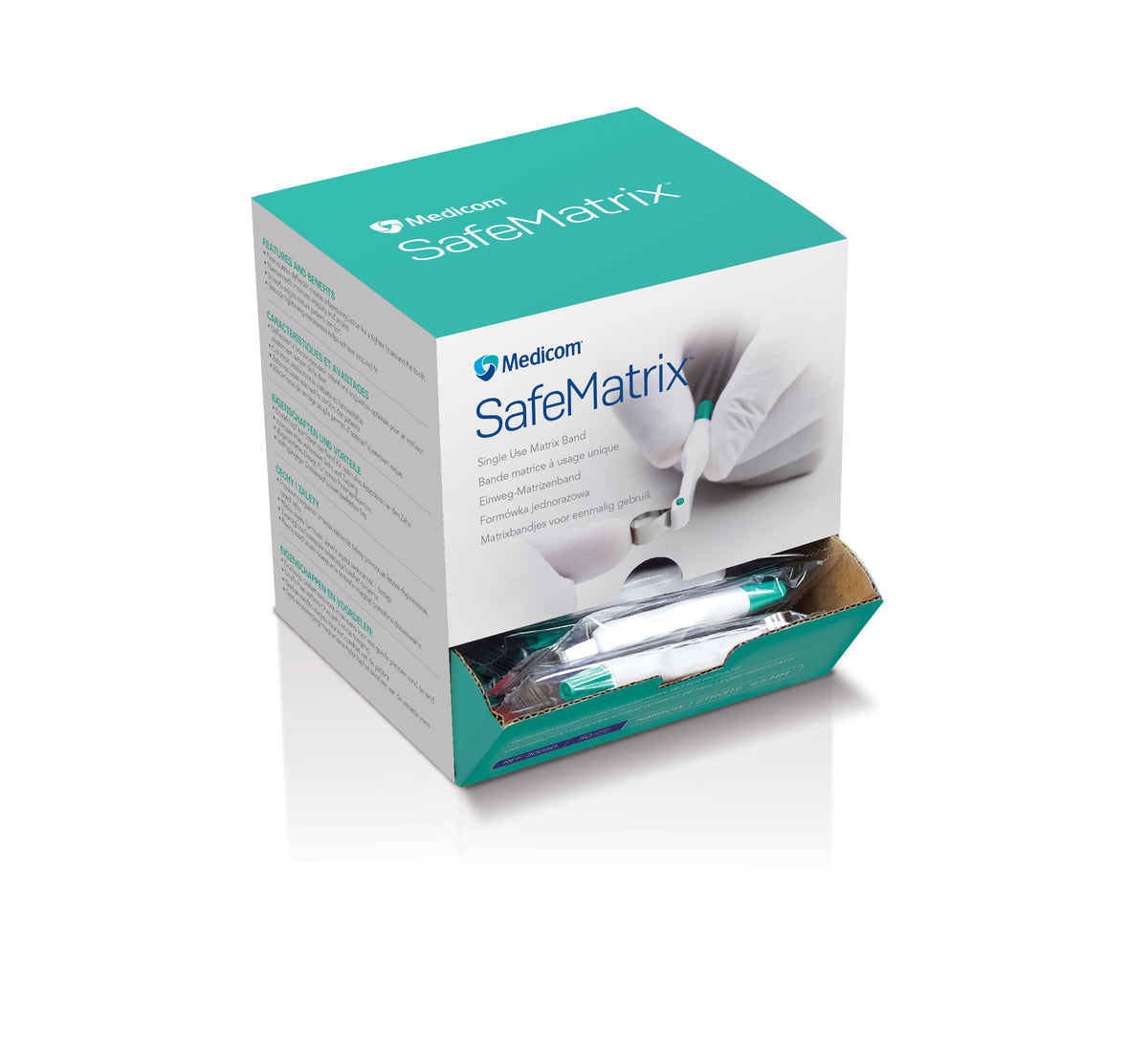 Medicom SafeMatrix single-use matrix bands, green 4.5 mm narrow box