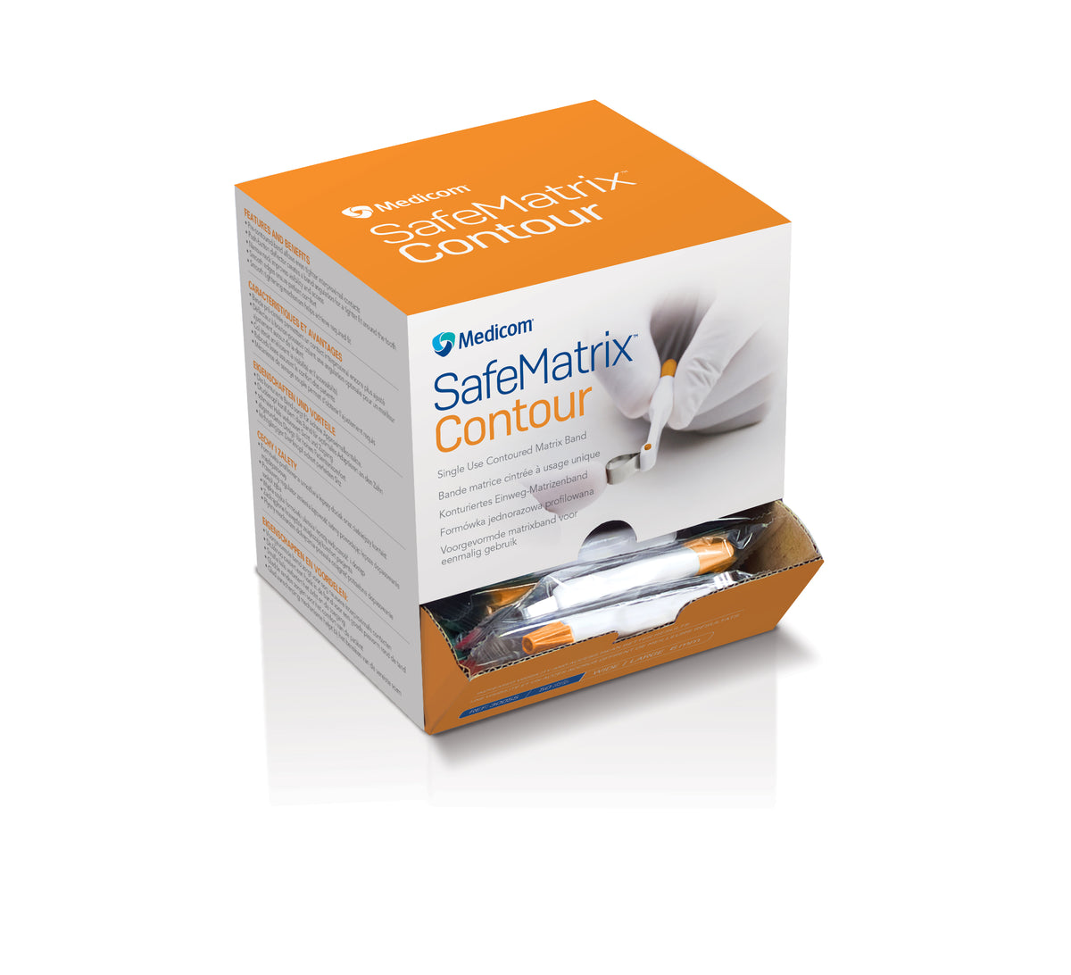 Medicom SafeMatrix Contour matrix bands, orange 6 mm wide box