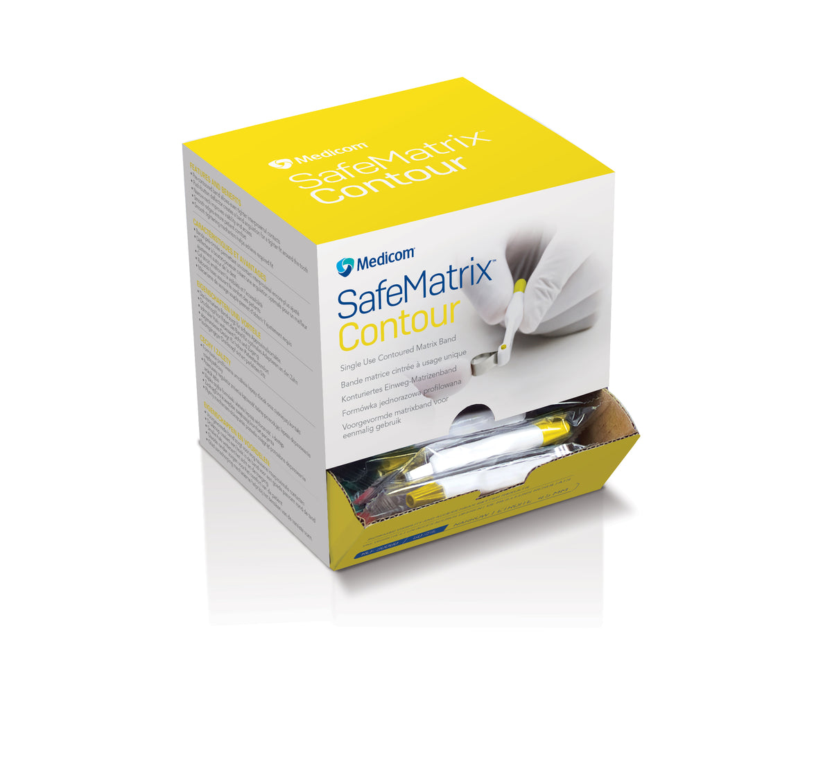Medicom SafeMatrix Contour matrix bands, yellow 4.5 mm narrow box