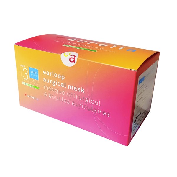 Aurelia Earloop Surgical Mask ASTM Level 3, blue box