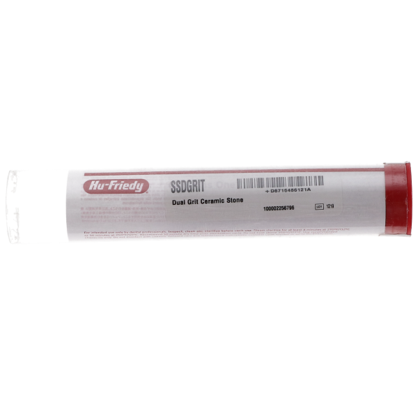 Hu-Friedy SSDGRIT dual grit ceramic stone in its tube packaging