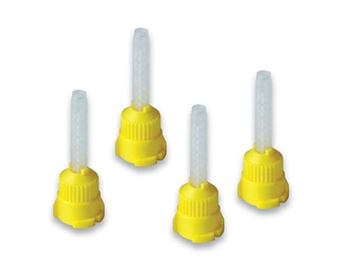 Yellow 4.2 mm T-style short mixing tips for 1:1 VPS impression cartridges