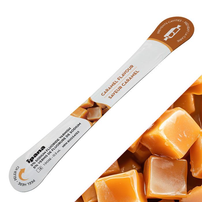 ipana 5% Sodium Fluoride Varnish - 50 Pack, Caramel - 50 x 0.3 mL single doses per box
