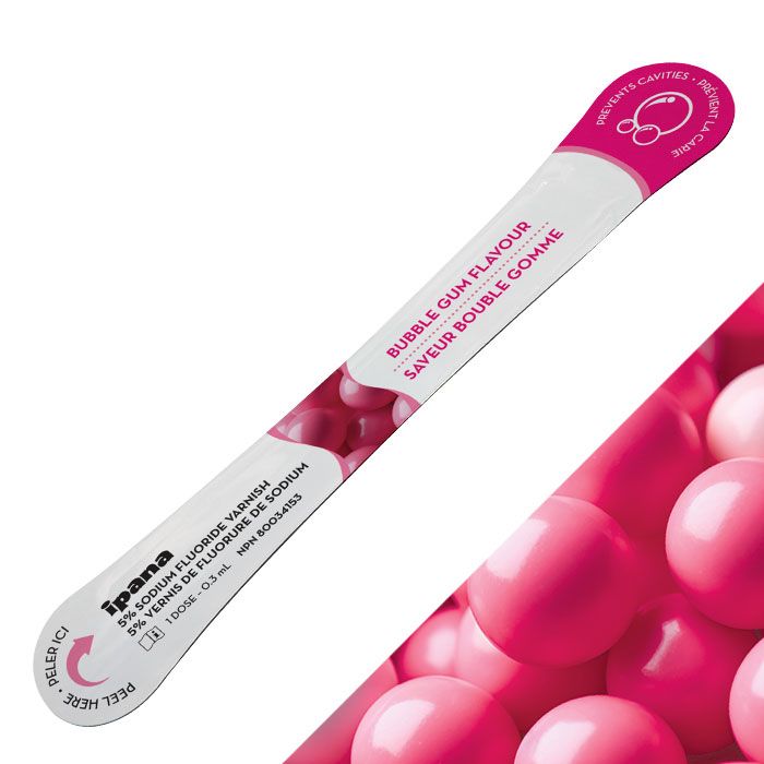 ipana 5% Sodium Fluoride Varnish - 50 Pack, Bubble Gum - 50 x 0.3 mL single doses per box
