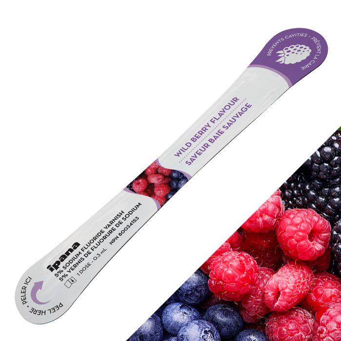 ipana 5% Sodium Fluoride Varnish - 50 Pack, Wild Berry - 50 x 0.3 mL single doses per box