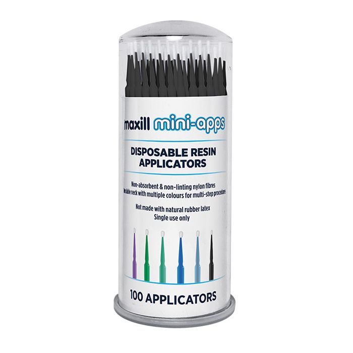 mini-apps Disposable Resin Applicators, Cylinder - Black (1.2 mm) | 100 per tube