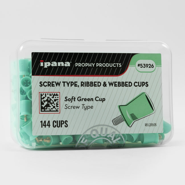 ipana Screw Type Prophy Cups box of 144 (Soft Green box shown, same product line)