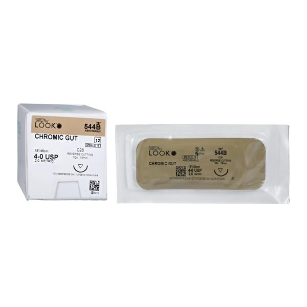 LOOK chromic gut suture 4-0, REF 544B, box of 12 with the sterile packet