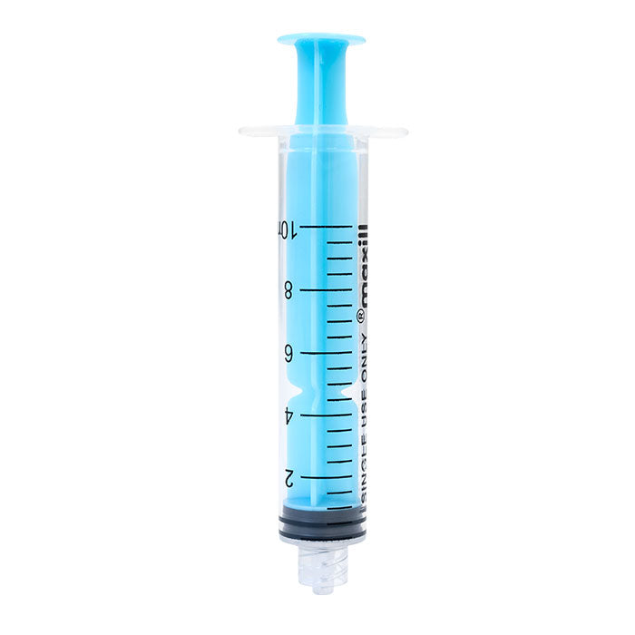 maxill EZEE ID 10 mL Luer lock syringe, blue