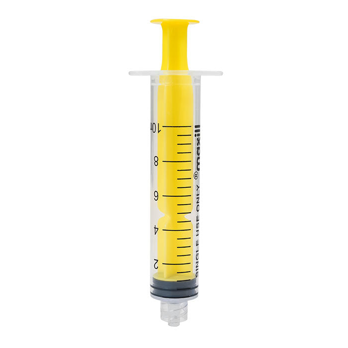 maxill EZEE ID 10 mL Luer lock syringe, yellow