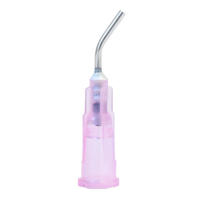 maxill Luer Lock PreBent Dispensing Tips, 18 Gauge Pink (100 tips per bag)