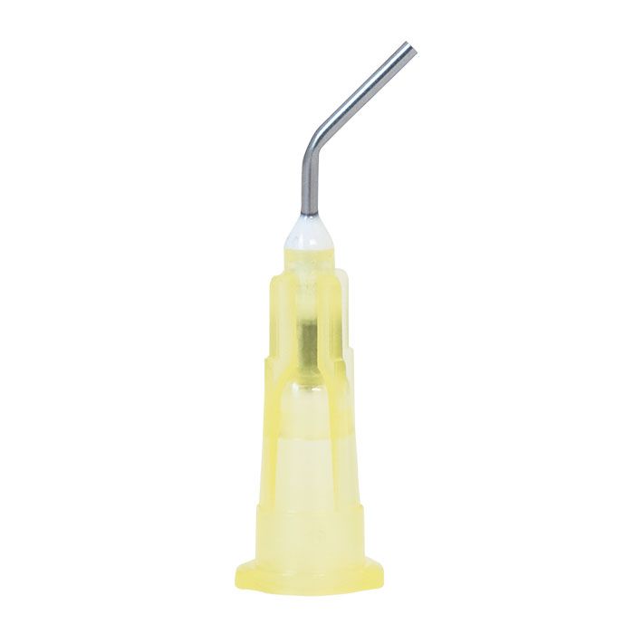 maxill Luer Lock PreBent Dispensing Tips, 20 Gauge Yellow (100 tips per bag)
