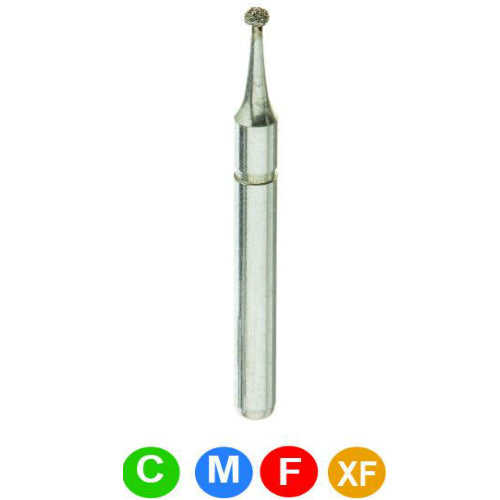 Crosstech round diamond bur 801/012 with grit colour key