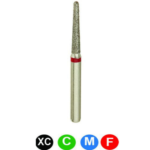 Crosstech round end taper diamond bur 856L/014 with grit colour key