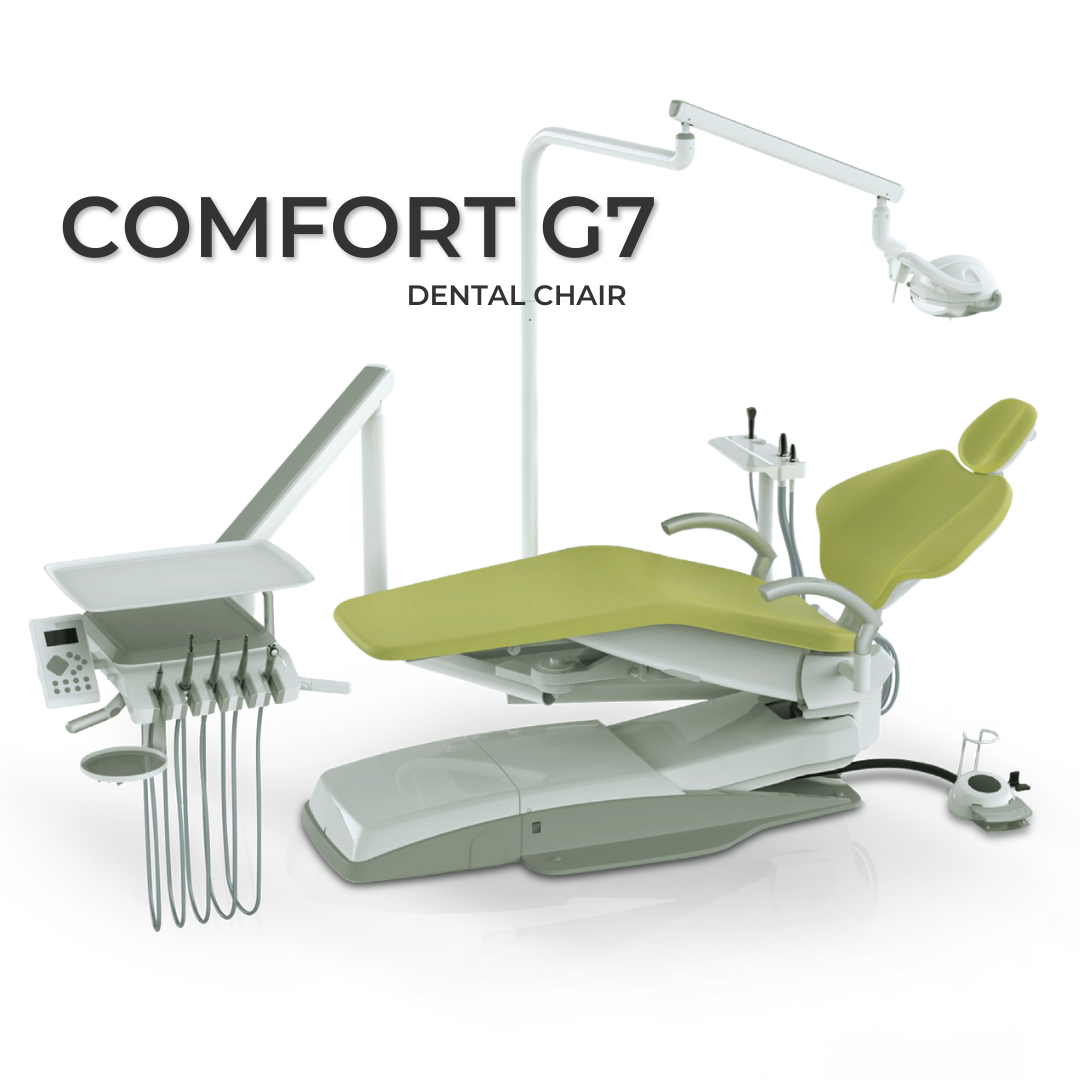 Hatch Comfort G7 dental chair, front three quarter view