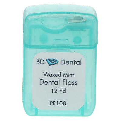 Waxed mint dental floss, 12 yard patient size dispenser
