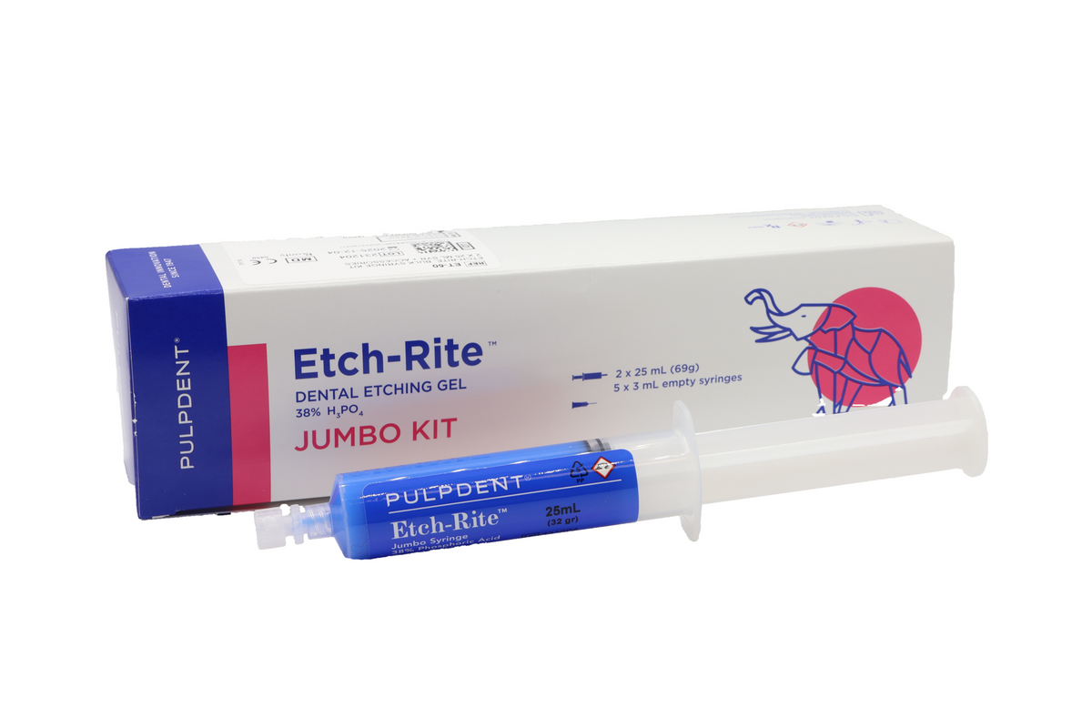 Pulpdent Etch-Rite jumbo kit box with syringe