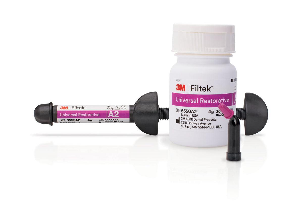 Filtek Universal Restorative A2 capsule jar, capsule and syringe