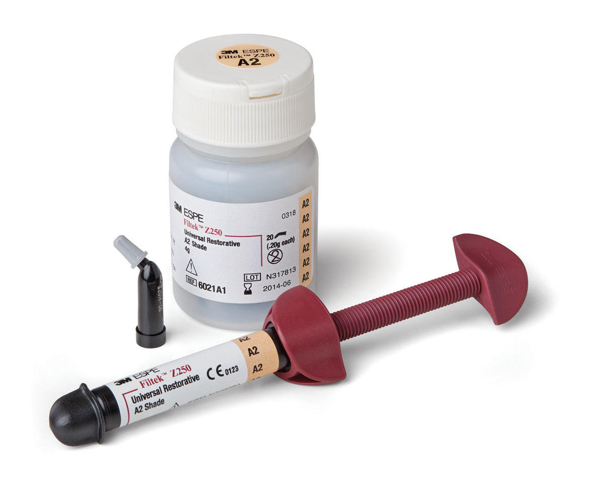 Filtek Z250 Universal Restorative syringe, capsule and jar