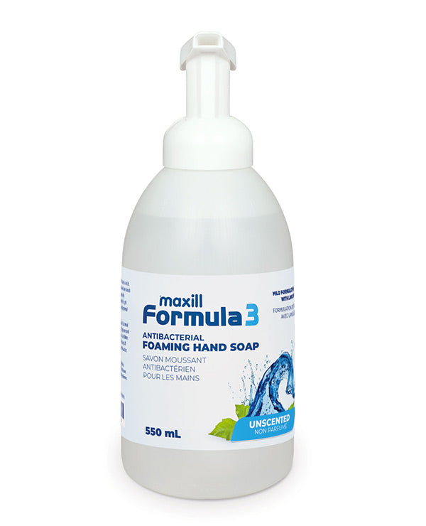 maxill Formula 3 Antibacterial Foaming Hand Soap, 550 mL Unscented & Colour Free