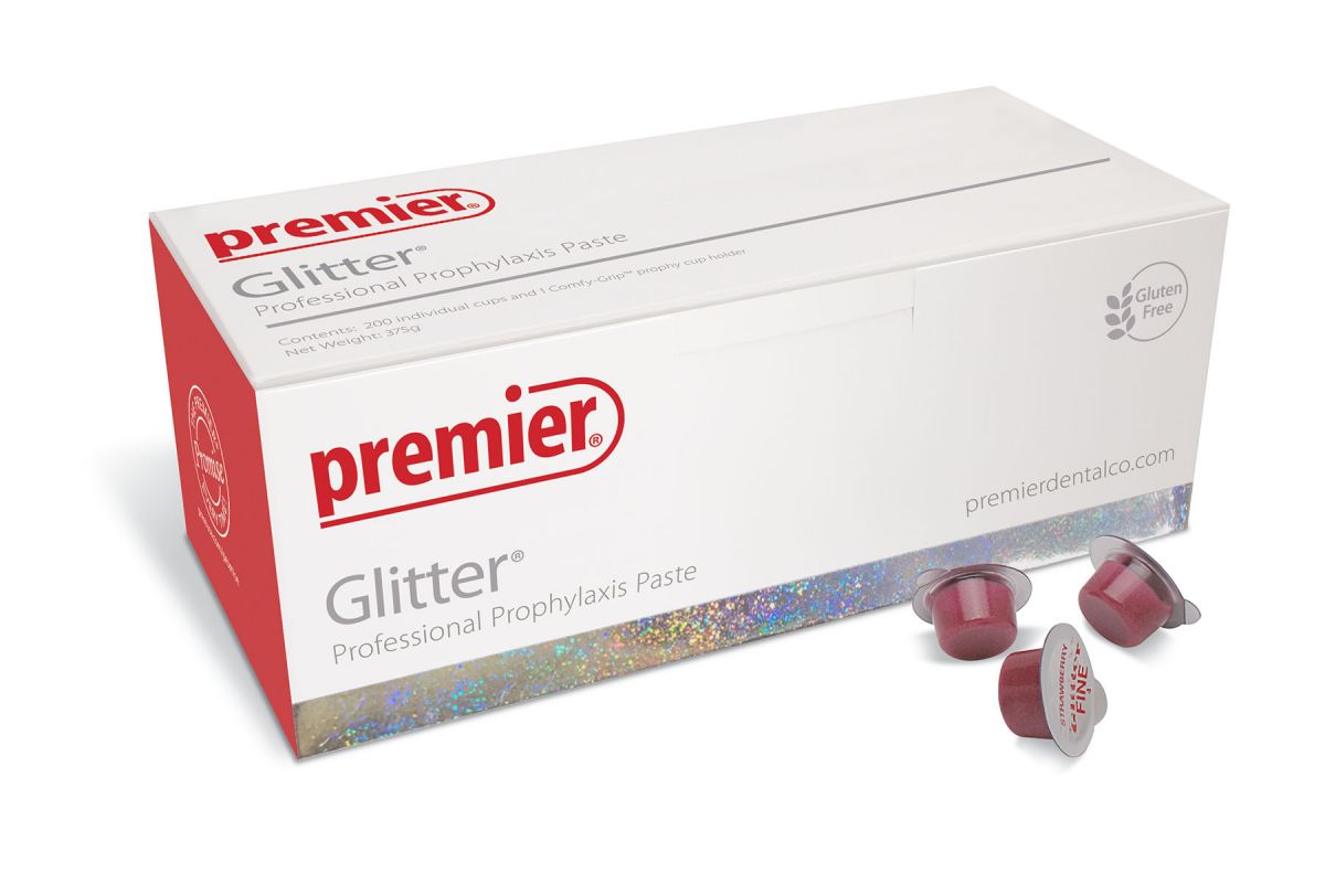 Premier Glitter professional prophylaxis paste box with unit-dose cups