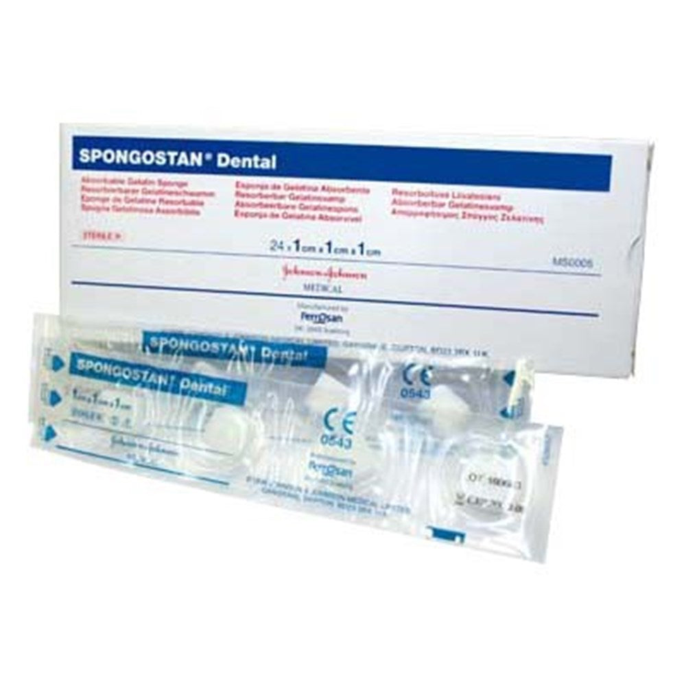 Spongostan Dental absorbable gelatin sponges, 24 per box, carton and blister strip
