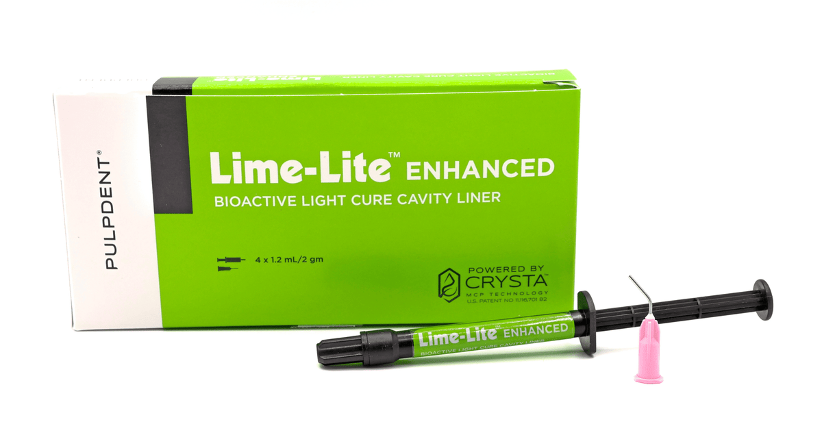 Pulpdent Lime-Lite Enhanced kit box with syringe and tip