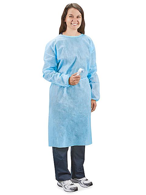 Blue disposable isolation gown