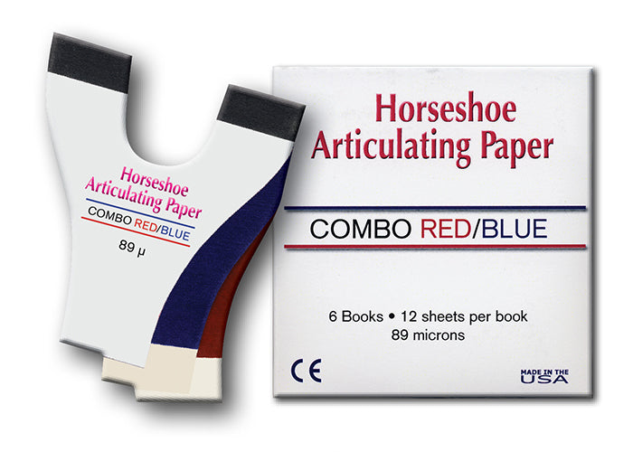 Horseshoe articulating paper combo red/blue, 6 books of 12 sheets, 89 microns