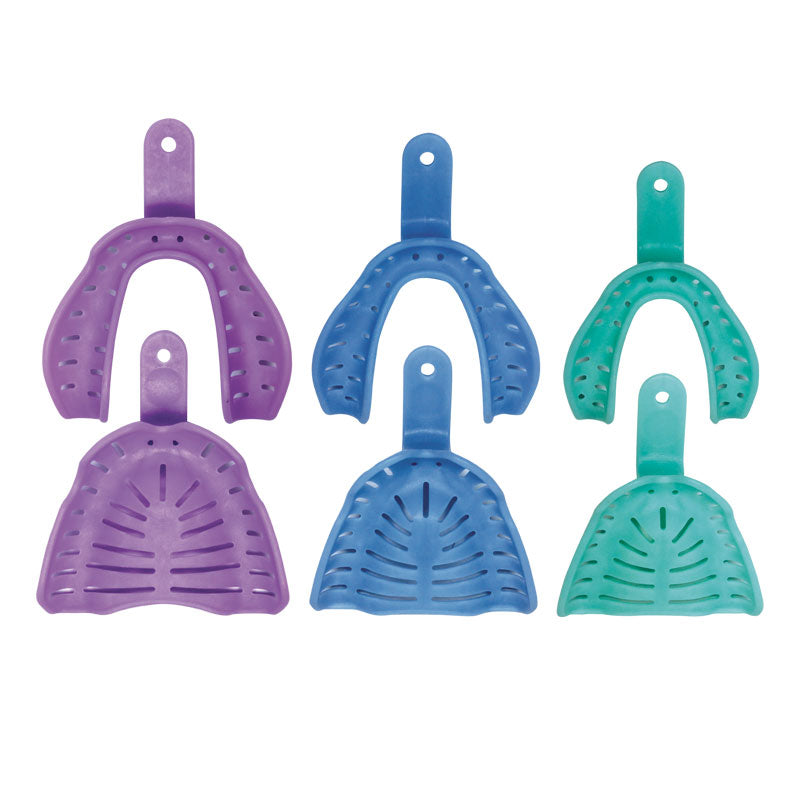 maxill anodontia impression trays in three sizes, upper and lower