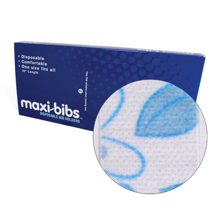 maxill Disposable Bib Holders, 200 per box - Blue Floral Pattern