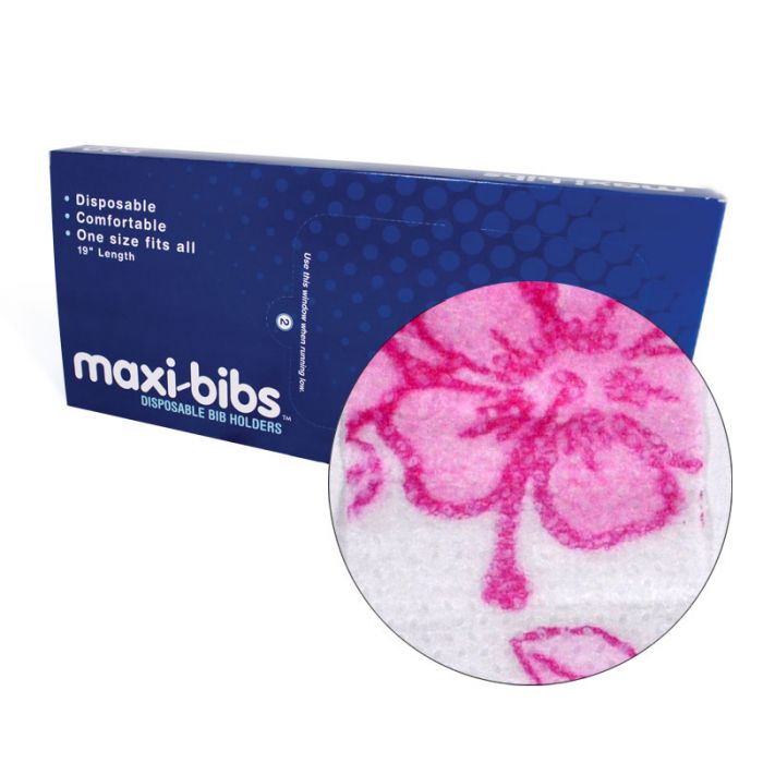 maxill Disposable Bib Holders, 200 per box - Pink Floral Pattern