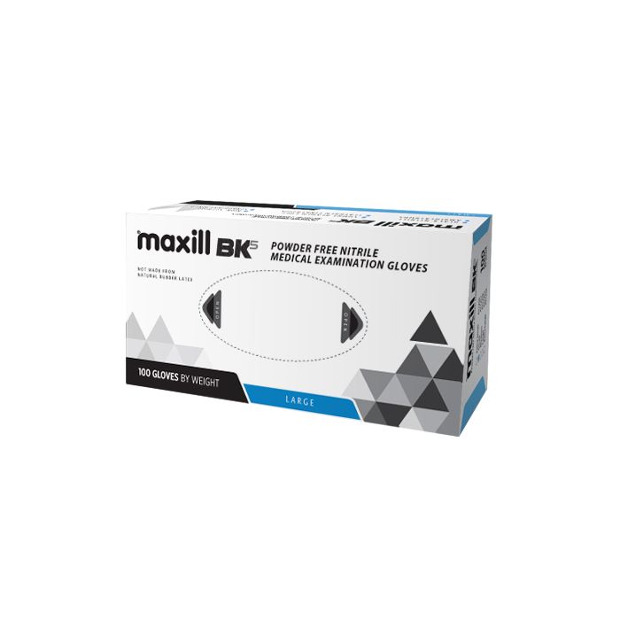 maxill BK5 Powder Free Nitrile Gloves - 100 gloves per box, Large (L)