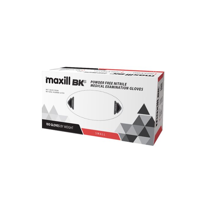 maxill BK5 Powder Free Nitrile Gloves - 100 gloves per box, Small (S)
