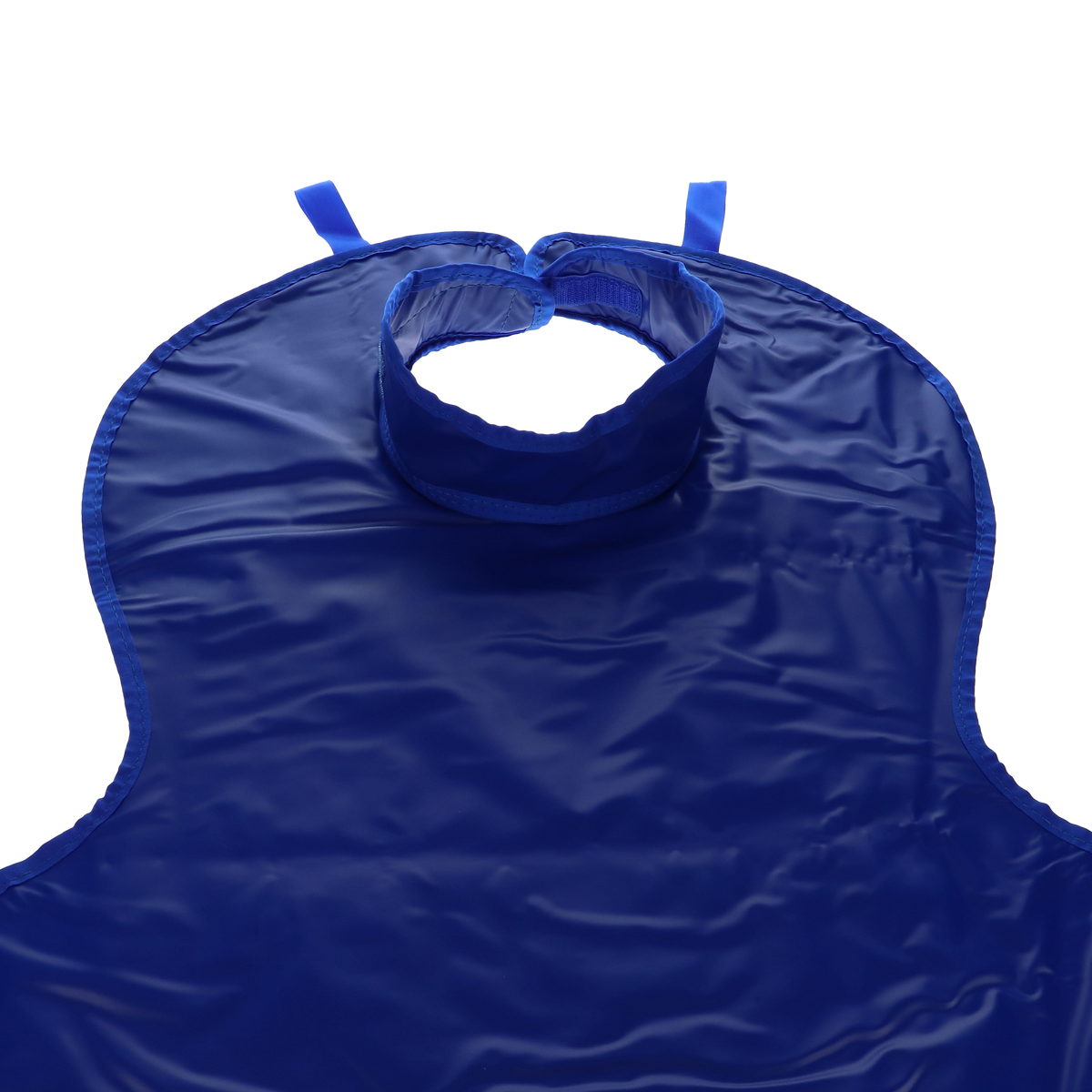 Blue lead apron with collar, detail
