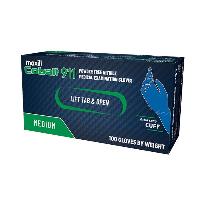 Cobalt 911 Powder Free Nitrile Medical Examination Gloves, 100 gloves per box | 10 boxes per case - Medium