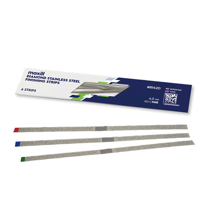 Diamond stainless steel finishing strips in fine, medium and coarse grit