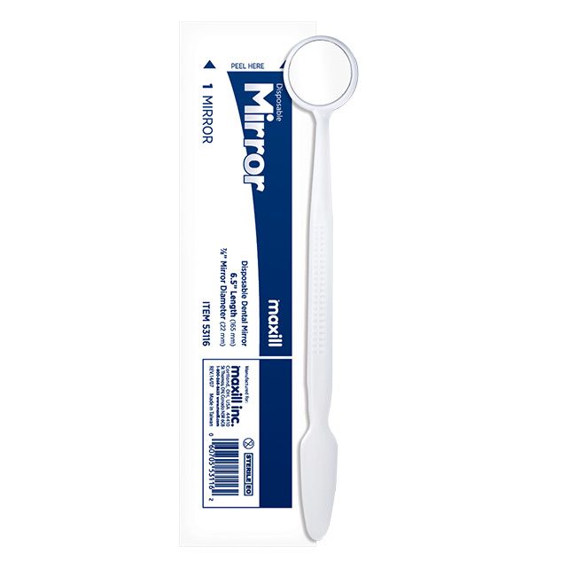 maxill disposable mirror in its sterile pouch