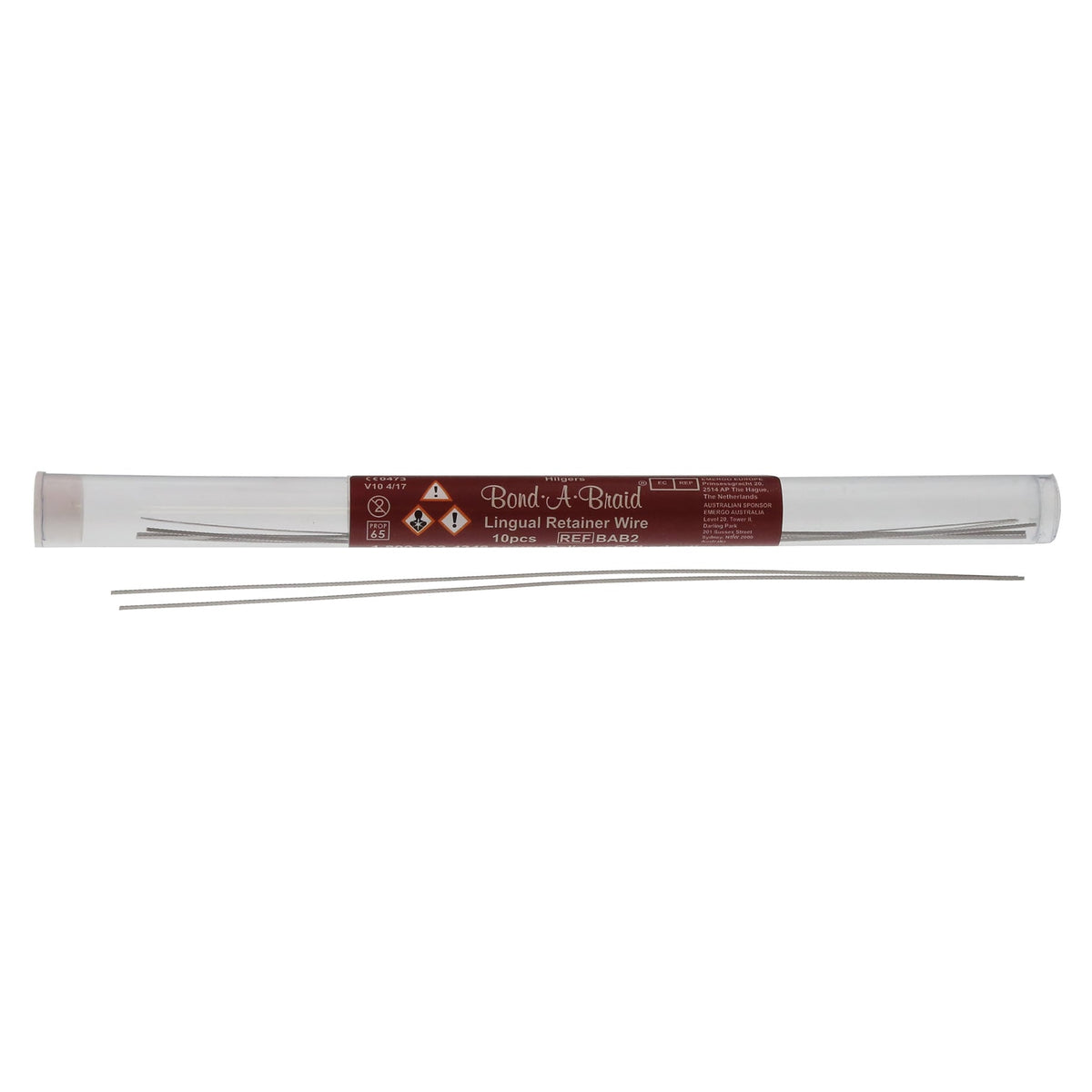 Reliance Bond-A-Braid lingual retainer wire tube lying flat with loose wires