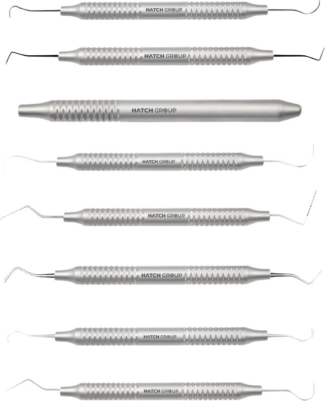Hatch Group dental hand instruments with stainless steel handles