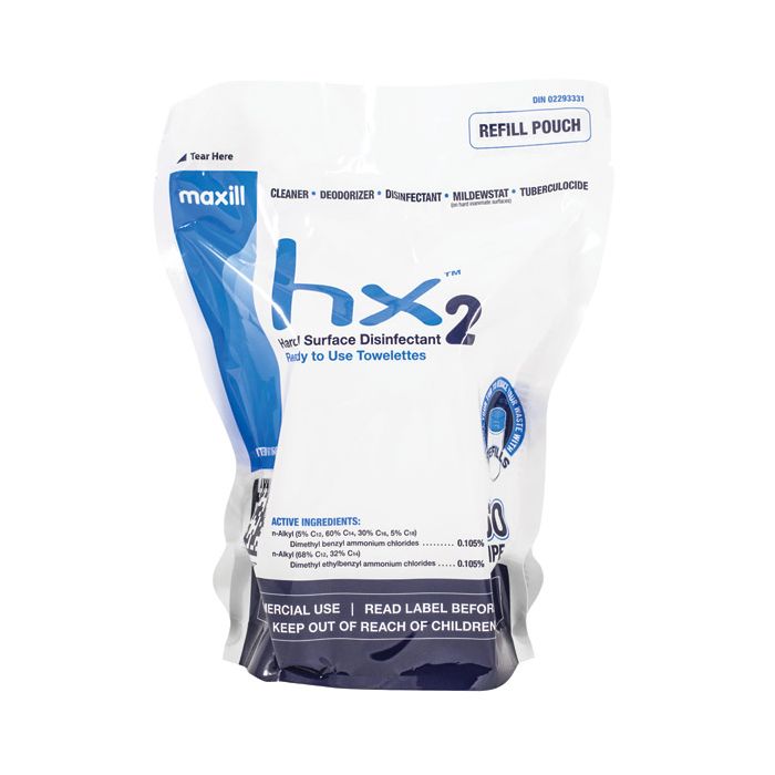 hx2 Hard Surface Disinfectant Wipes (6" x 7"), 160 wipes per refill roll