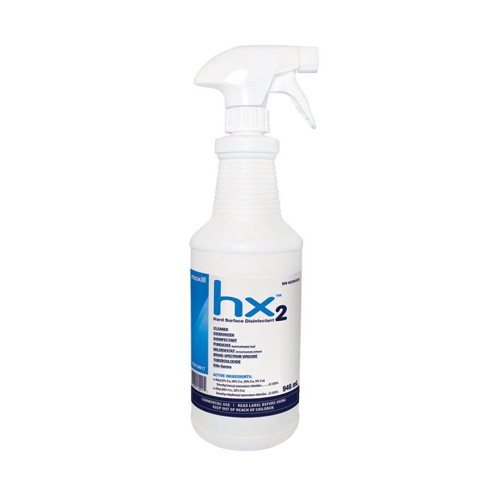 hx2 Hard Surface Disinfectant Wipes (6" x 7"), 946 mL Spray Bottle