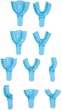 Safe-Dent perforated plastic impression trays, upper and lower sizes