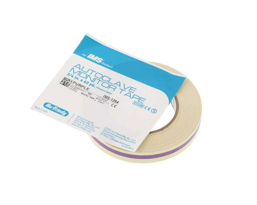 Hu-Friedy IMS purple autoclave monitor tape, 60 yd roll with its label (IMS-1264)